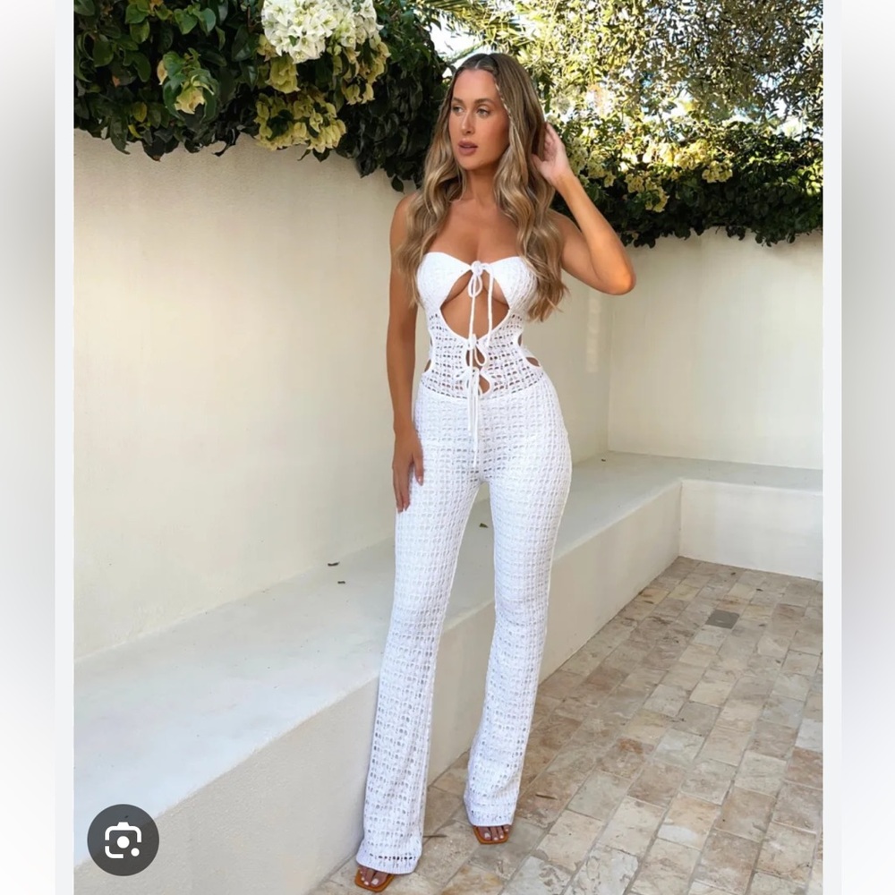 Elegant White Crochet Jumpsuit